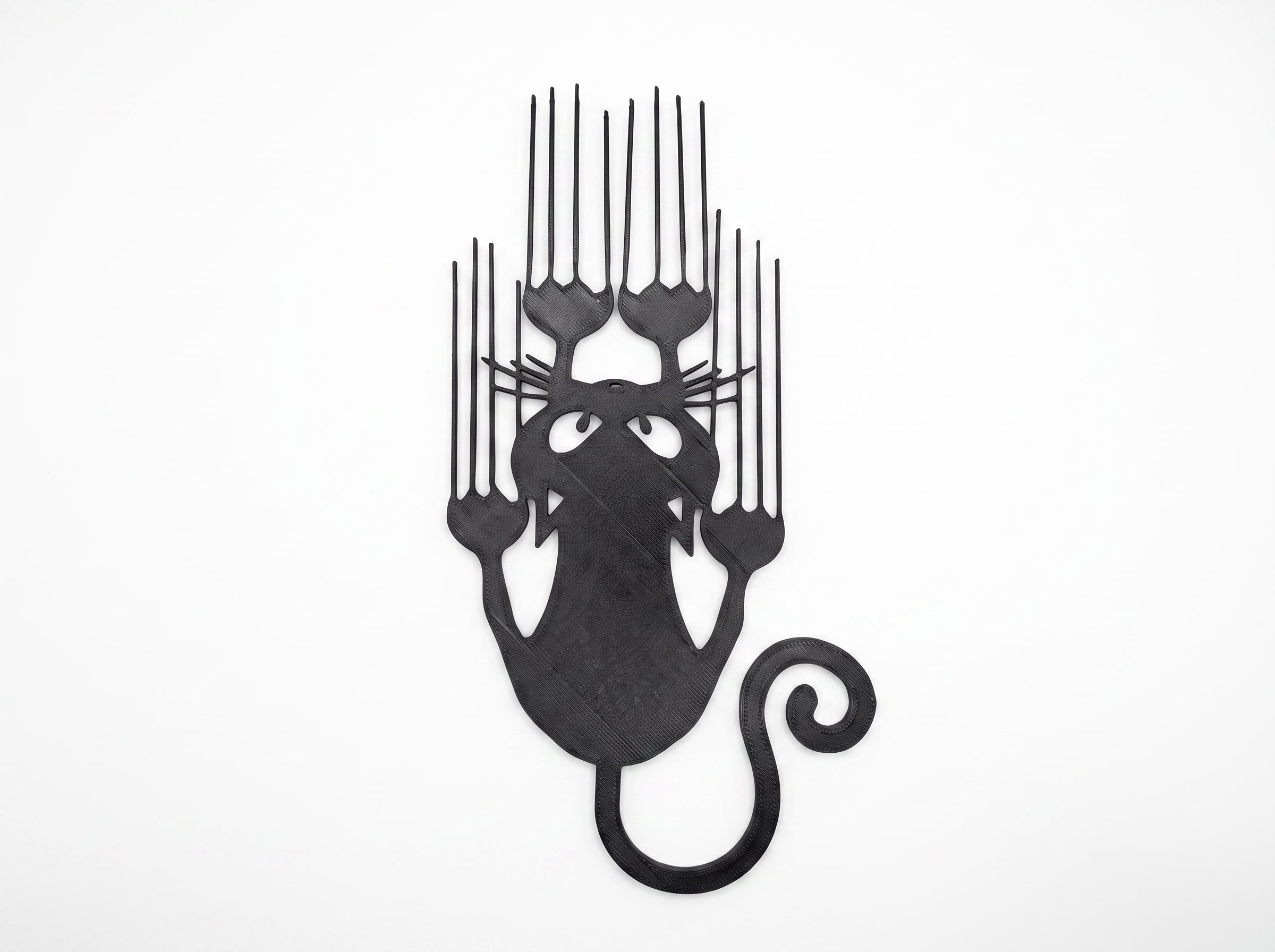 Arte de Parede Gato Travesso – Impressão 3D em PLA Preto