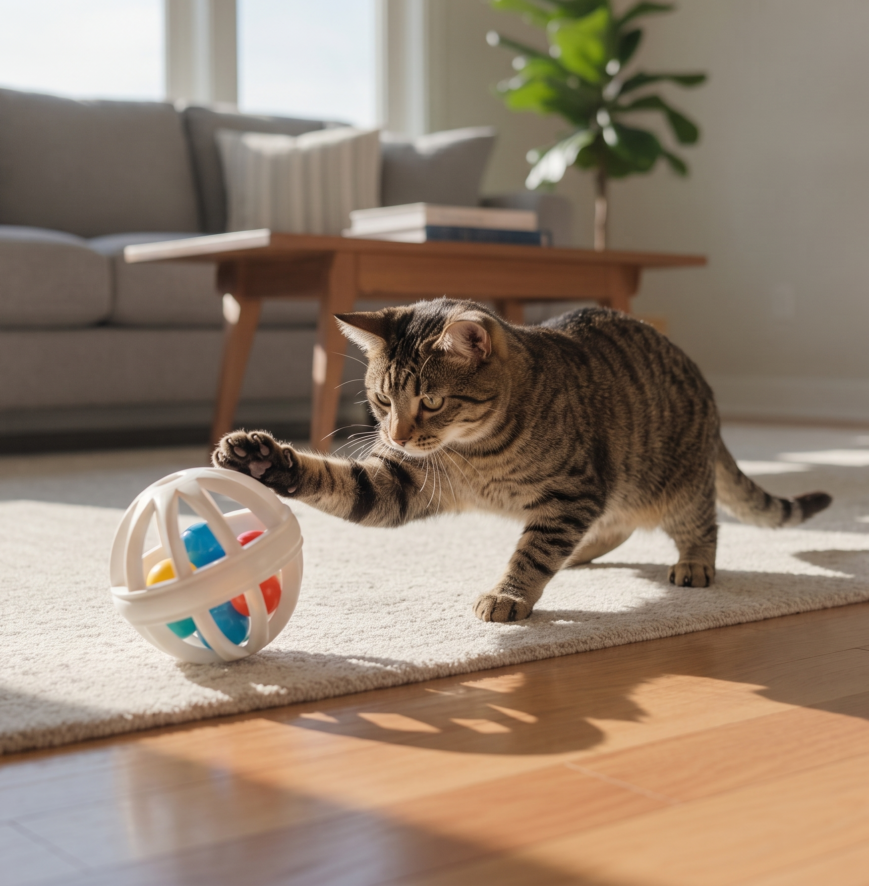 Bola Interativa com Sininho para Gatos — Impressa em 3D