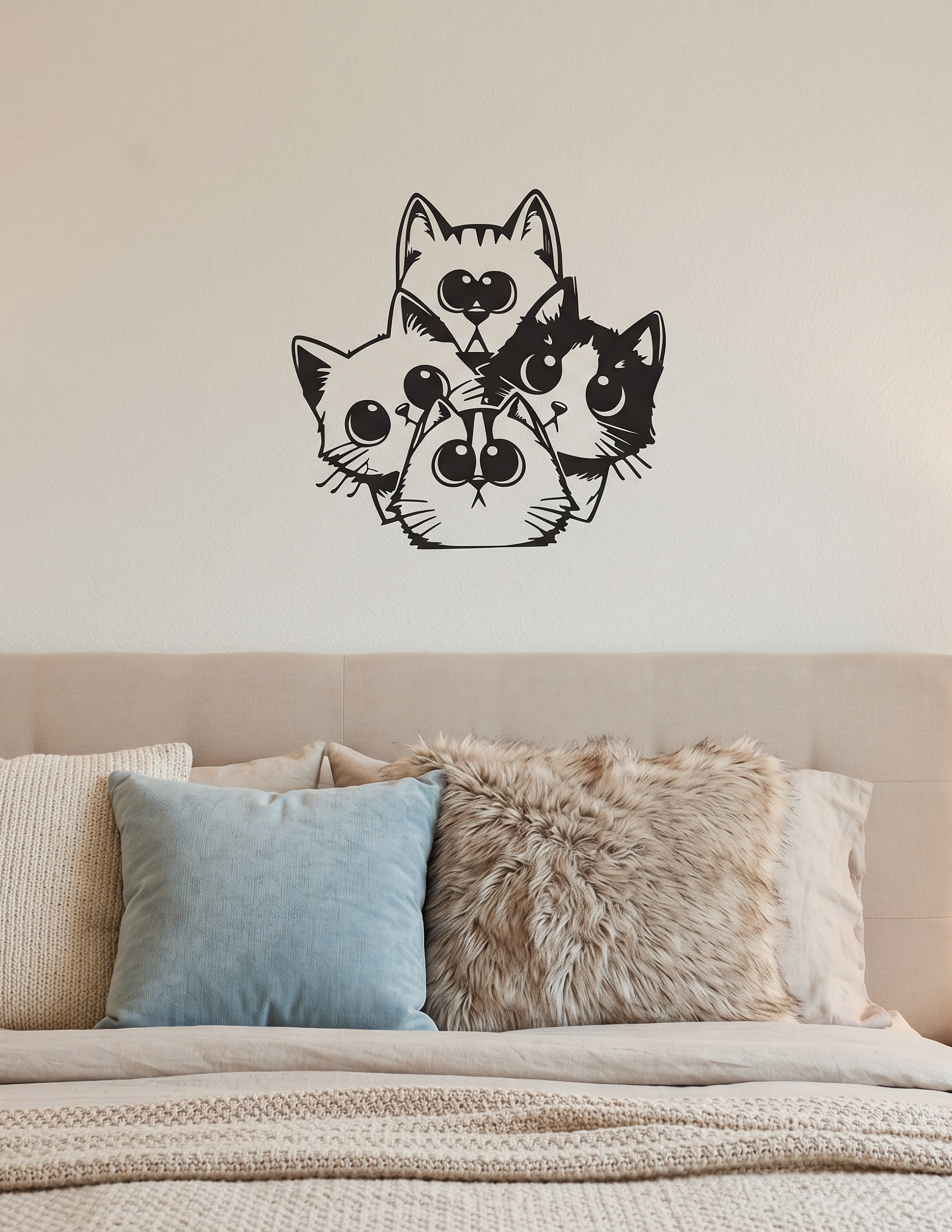 Arte de Parede Quarteto de Gatos Cartoon — Impressa em 3D