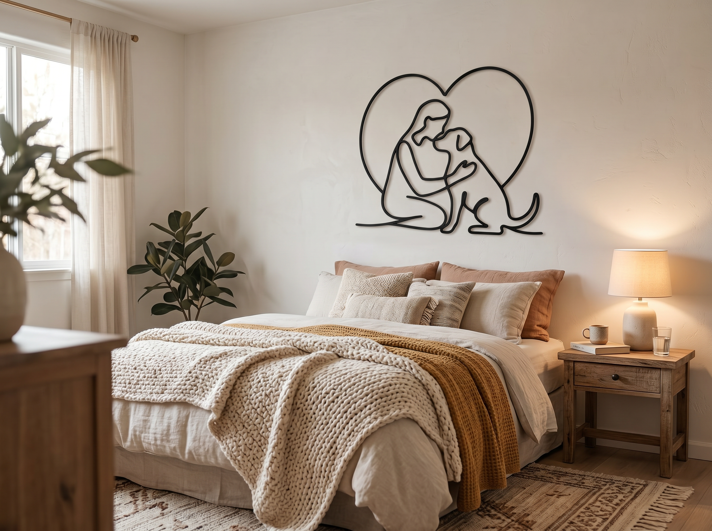 Arte de Parede – Amor entre Humano e Cão | Impressão 3D PLA Preto